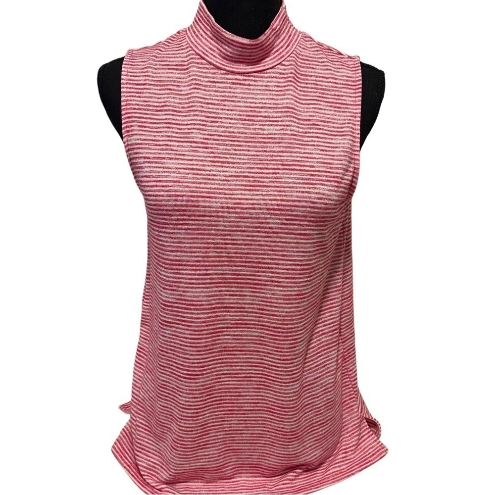 Banana Republic Mock Neck  Tank Size M Red White Stripes - Picture 4 of 15